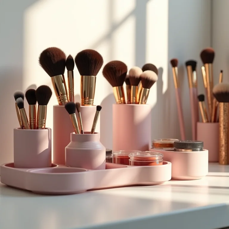 Organização de pincéis de maquiagem