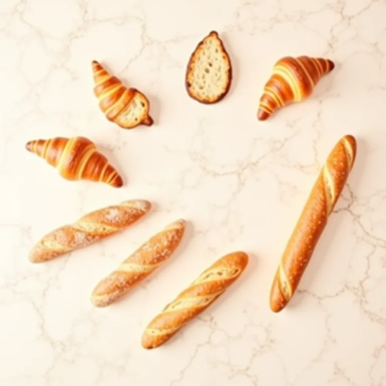 Pães e doces franceses variados