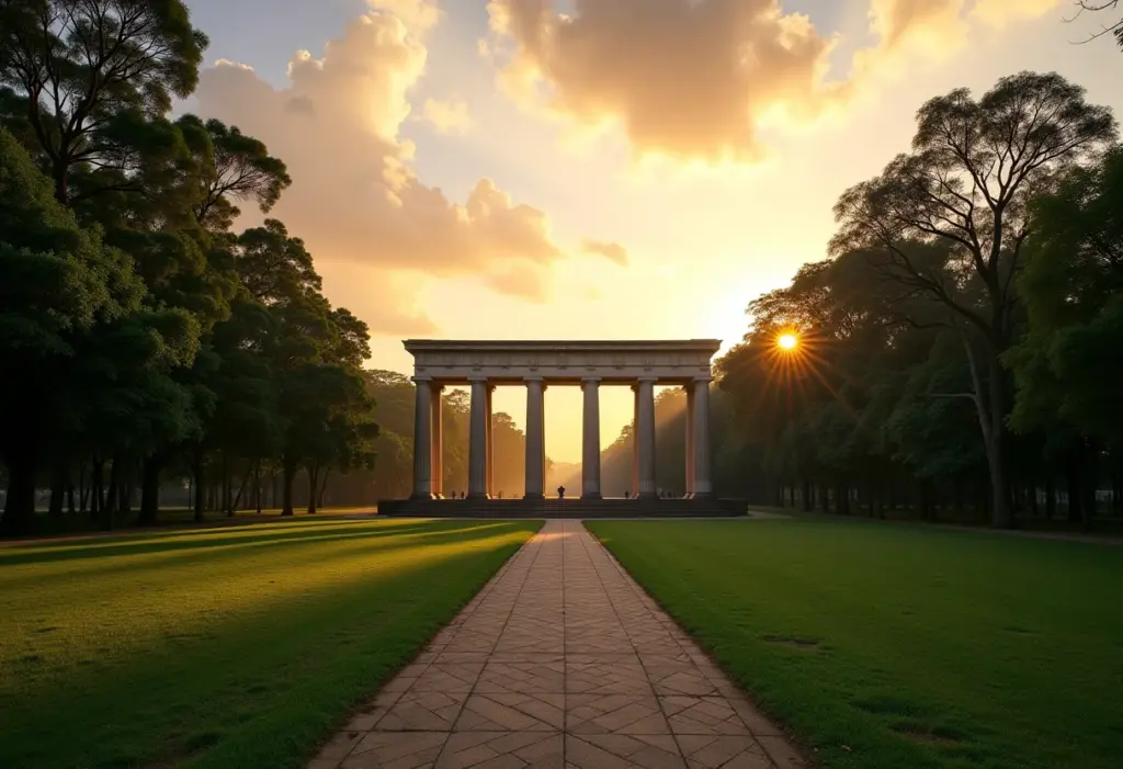 Parque Ibirapuera em São Paulo com arquitetura e natureza exuberante.