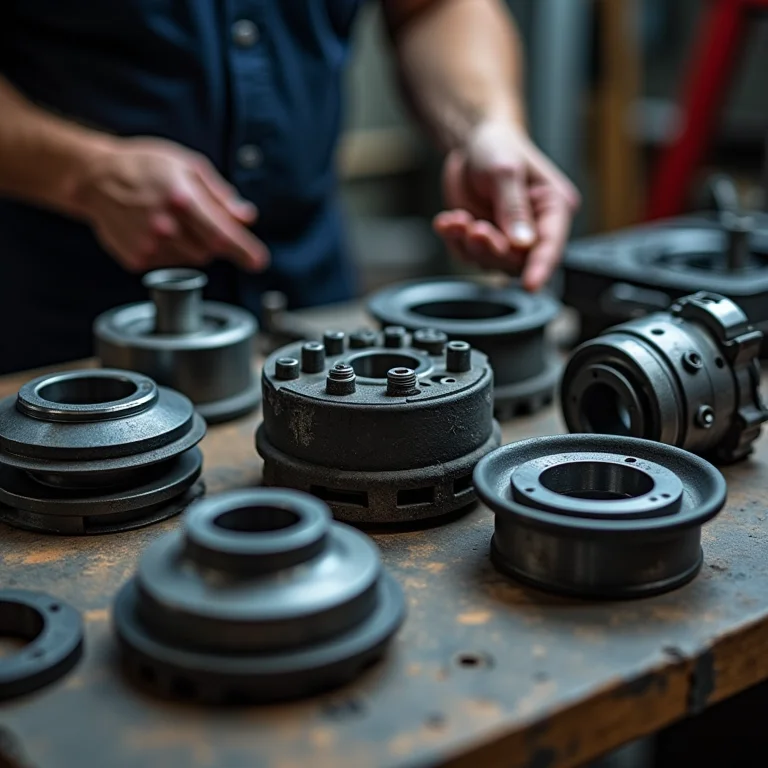 Peças de carro em bancada de oficina
