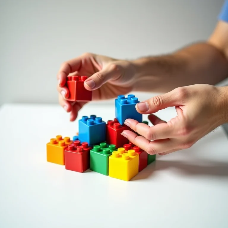 Peças de montar coloridas representando habilidades.