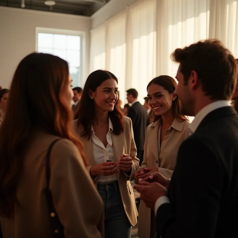 Pessoas conversando e criando conexões em um evento