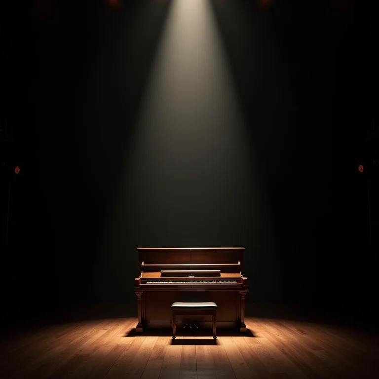 Piano vintage em um salão de música.