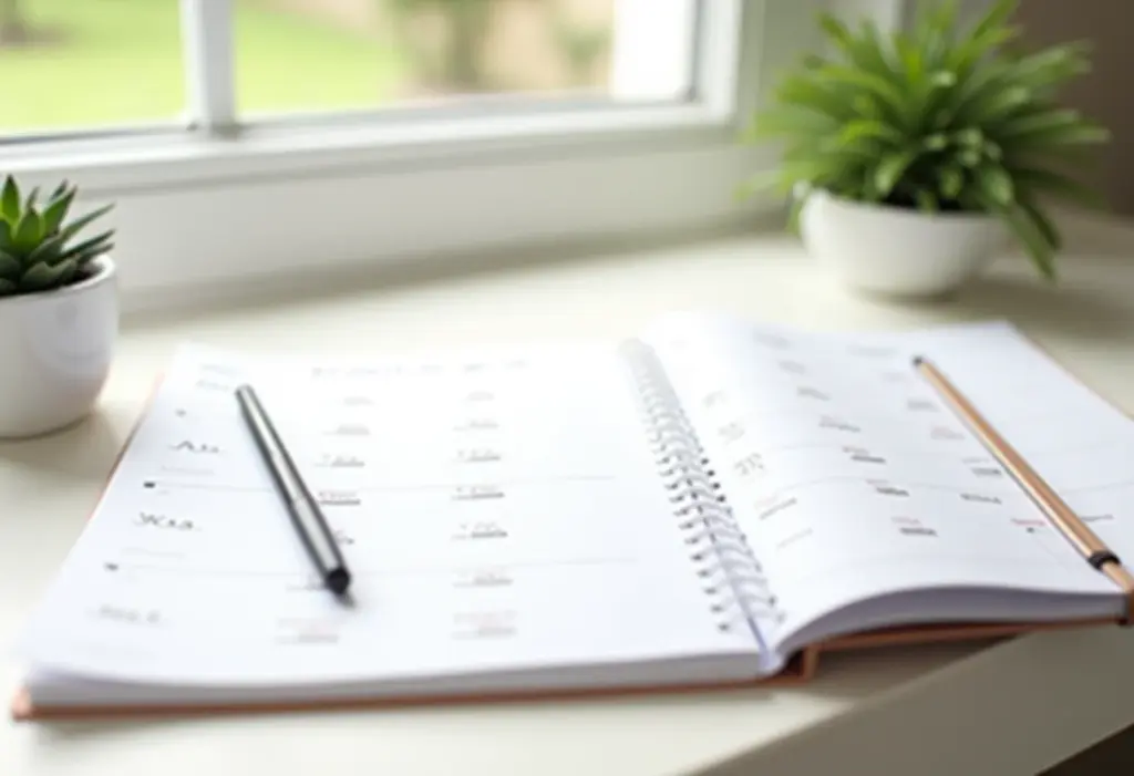 Planner Semanal Imprimível: O segredo para organizar sua rotina Planner semanal impresso em uma mesa organizada.