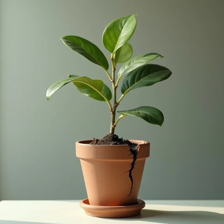 Planta murcha em um vaso rachado representando os riscos da renda fixa
