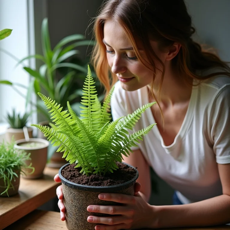 Plantando samambaia em vaso suspenso