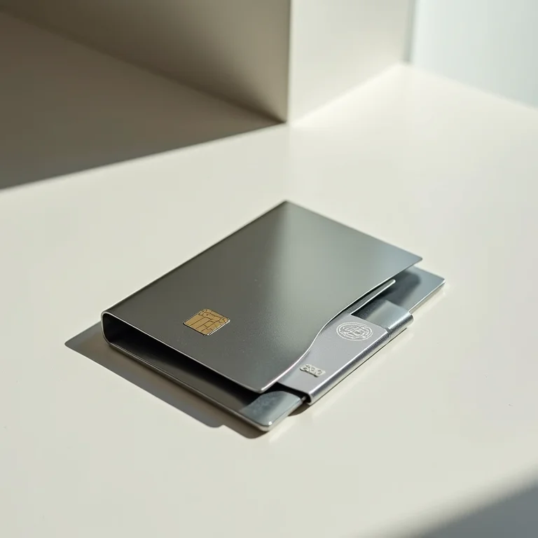 Porta-cartões minimalista com um cartão de crédito, simbolizando a construção de crédito empresarial.