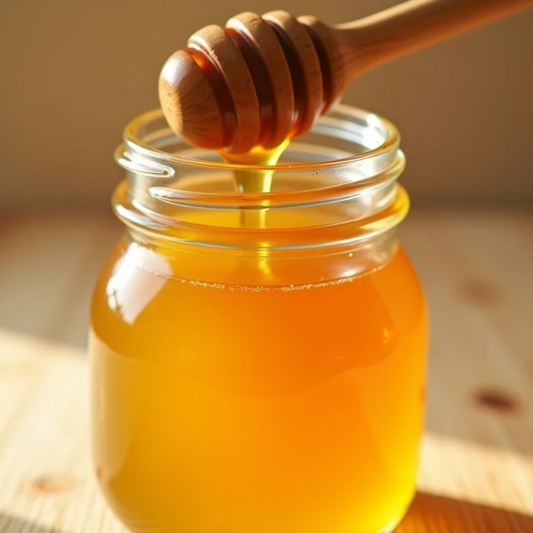 Pote de mel dourado.