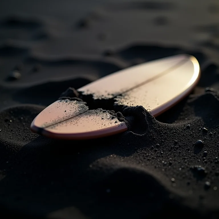 Pranchinha de surf quebrada na areia