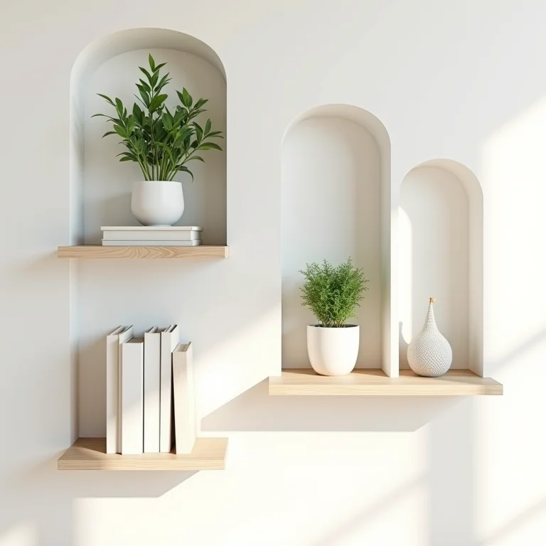 Prateleiras flutuantes e nichos decorativos