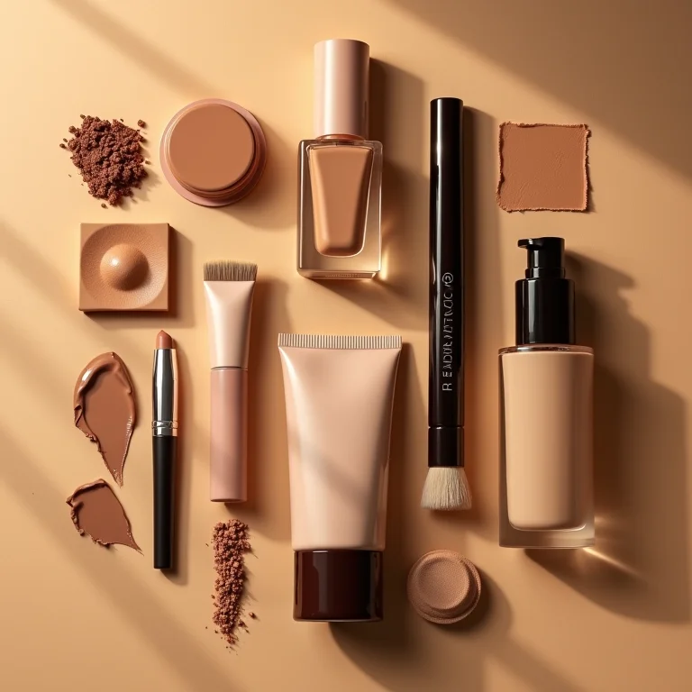 Produtos de maquiagem em tons terrosos