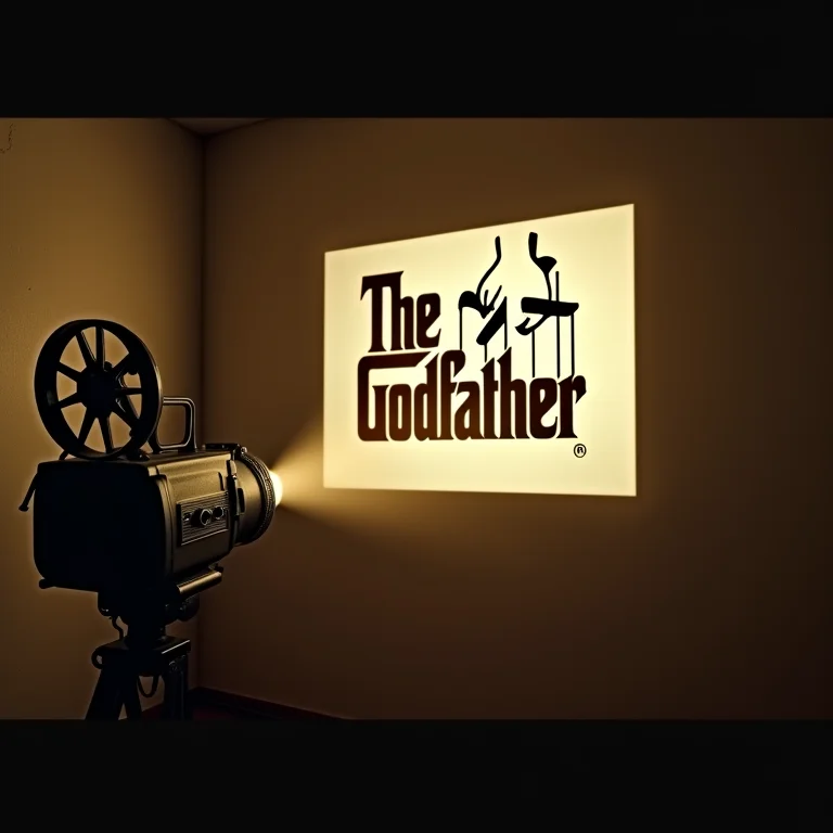 Projetor exibindo O Poderoso Chefão