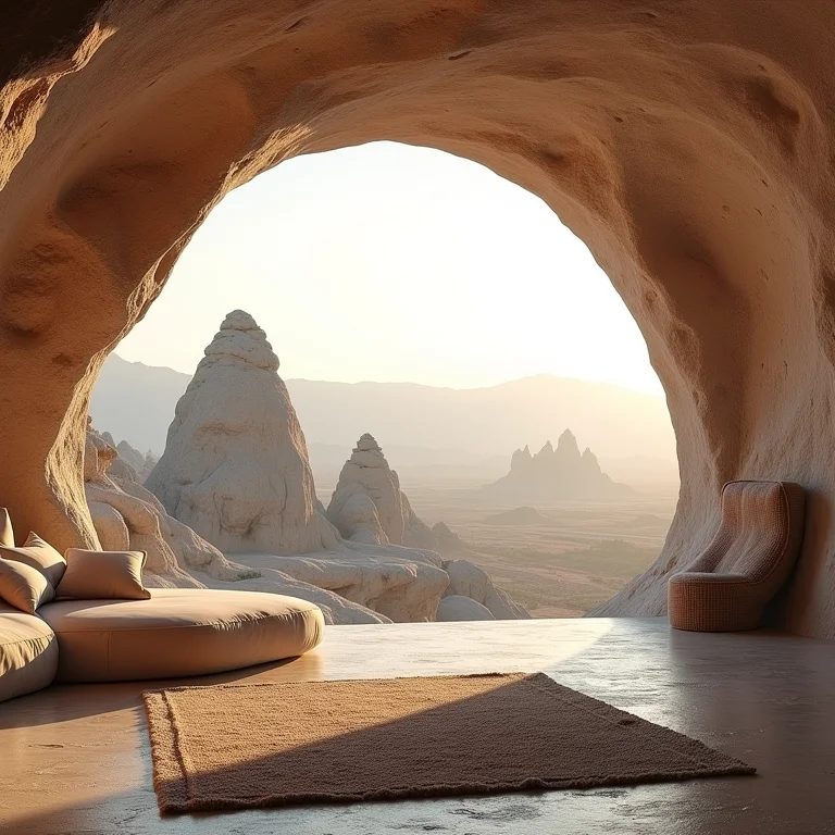 Quarto de hotel-caverna de luxo na Capadócia.