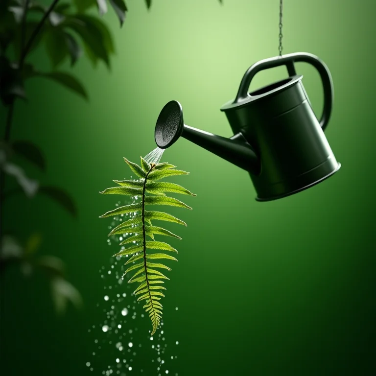 Regando samambaia em vaso suspenso