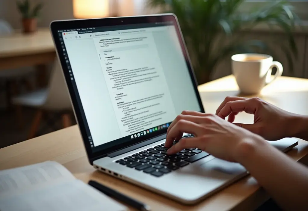 Renda extra digitando textos: Guia prático para iniciantes Renda extra digitando textos em um laptop