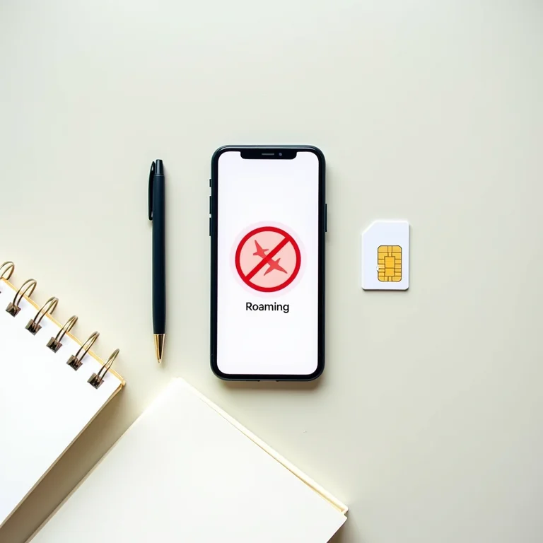 Roaming internacional com sinal de proibido e acessórios de viagem