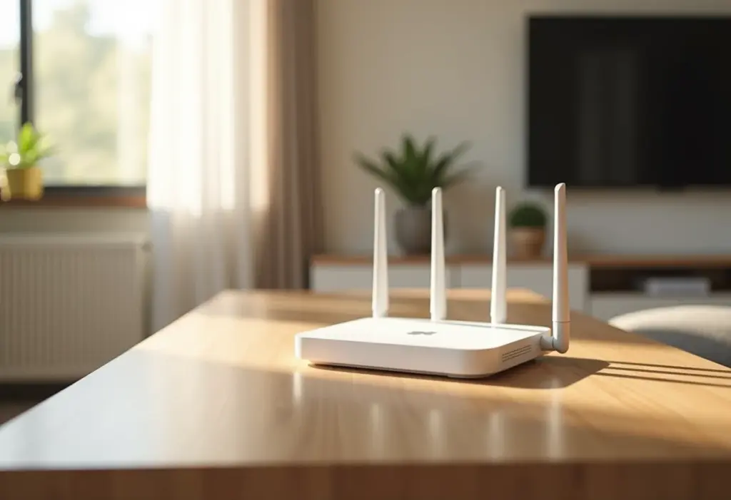 Roteador e Repetidor Wi-Fi em ambiente moderno