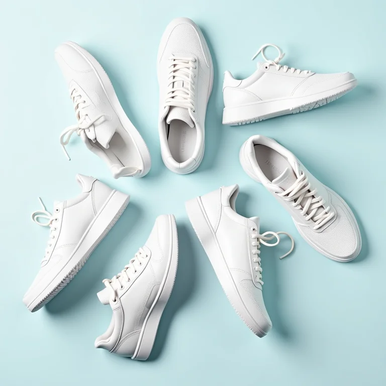 Roupas de ginástica de diferentes marcas organizadas em um fundo claro.