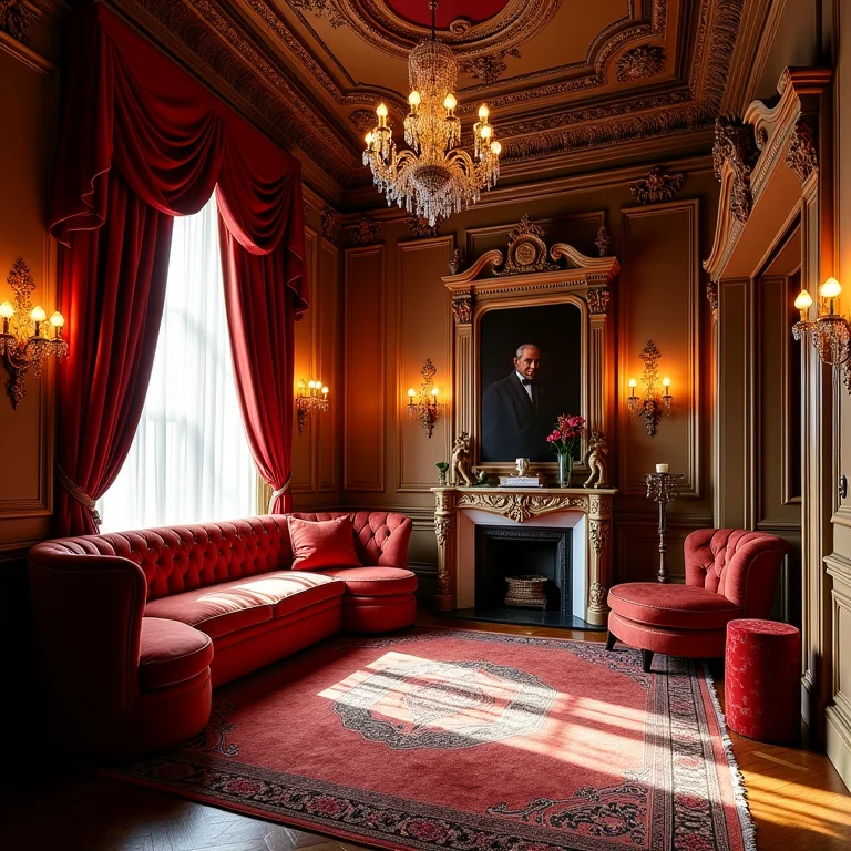 Sala barroca ricamente decorada.