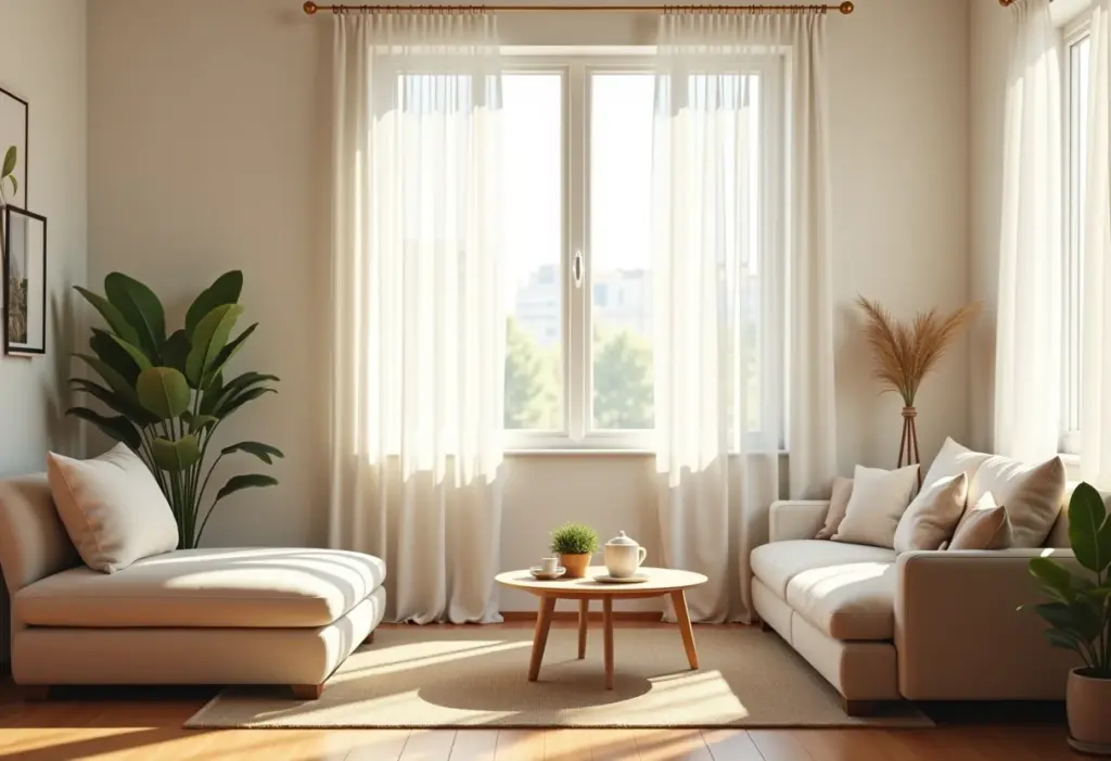 Sala de estar bem iluminada e aconchegante