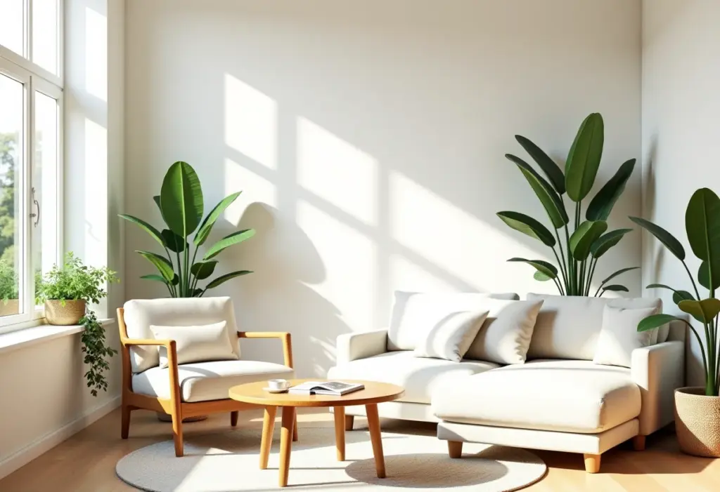 Sala de estar moderna e iluminada, representando o sonho da casa própria