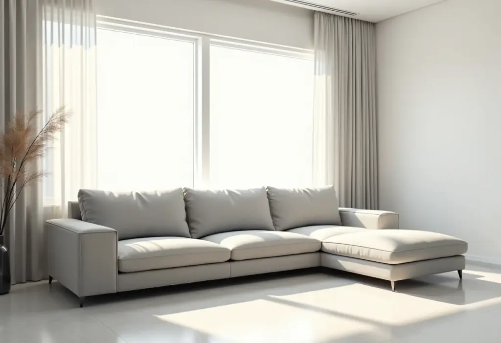 Sofá retrátil ideal: guia para não errar na sala pequena Sala de estar pequena com sofá retrátil cinza claro