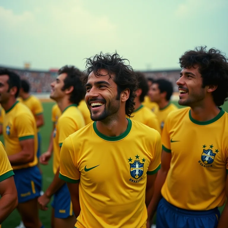 Seleção brasileira de futebol de 1970 comemorando a vitória na Copa do Mundo