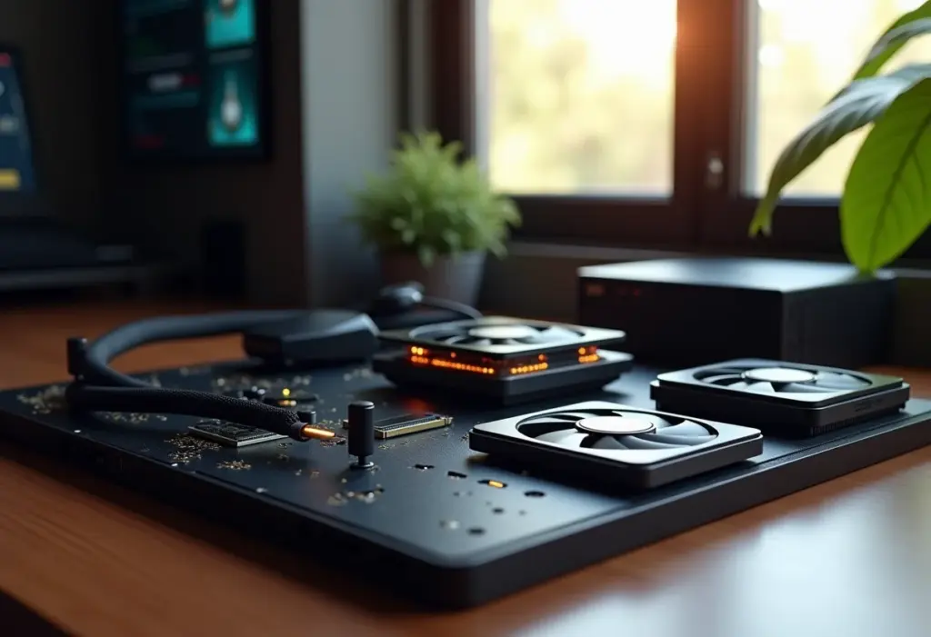 Setup de PC Gamer com peças dispostas de forma organizada