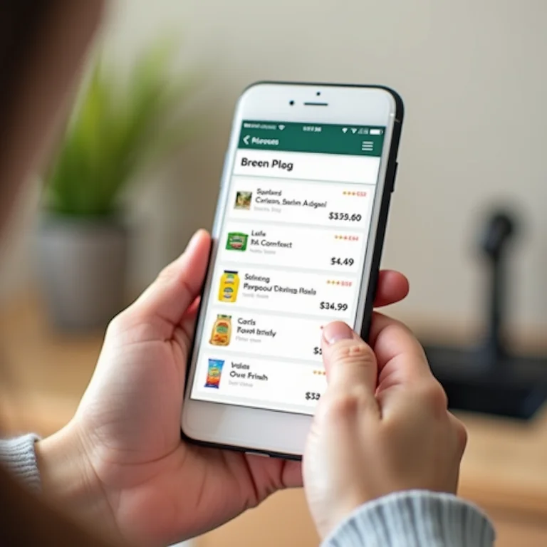 Smartphone mostrando aplicativo de comparação de preços
