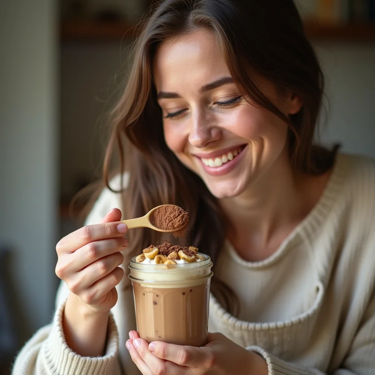 Sorvete de banana com cacau, receita fit e saborosa.