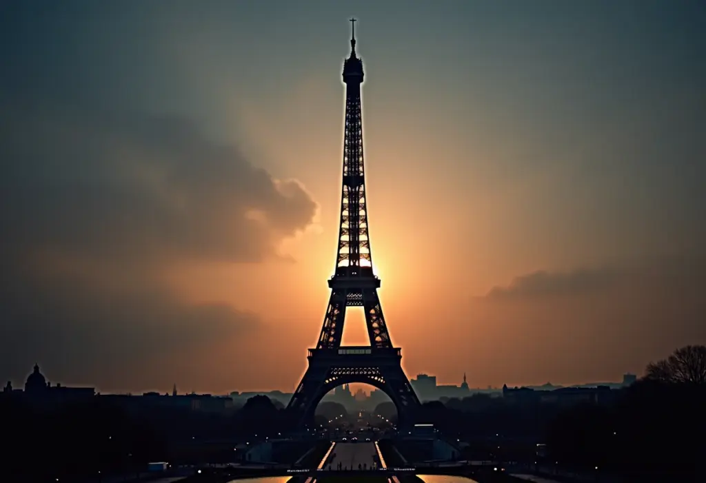 Torre Eiffel: 7 Curiosidades chocantes que você não sabia Torre Eiffel iluminada ao entardecer
