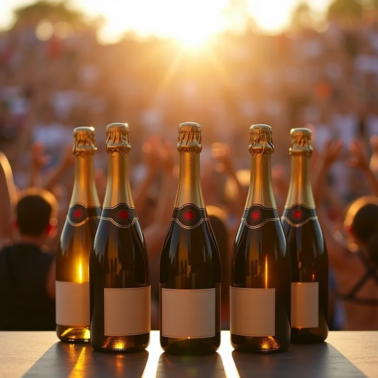 Troféus e champanhe celebrando as vitórias de Ayrton Senna