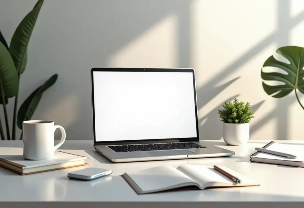 Um ambiente de trabalho organizado com um currículo em destaque, transmitindo profissionalismo.