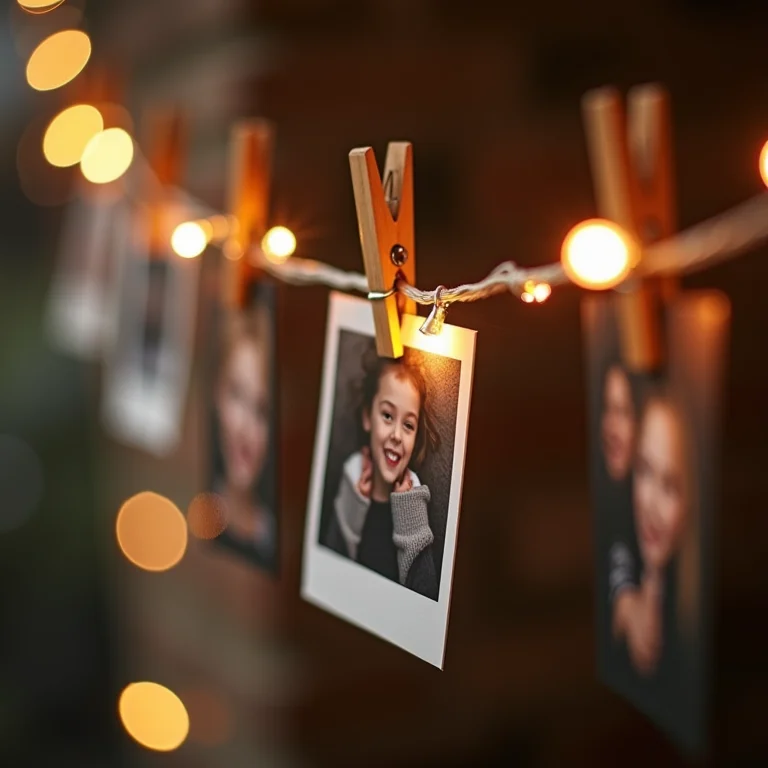 Varal de fotos com luzes: uma decoração afetiva