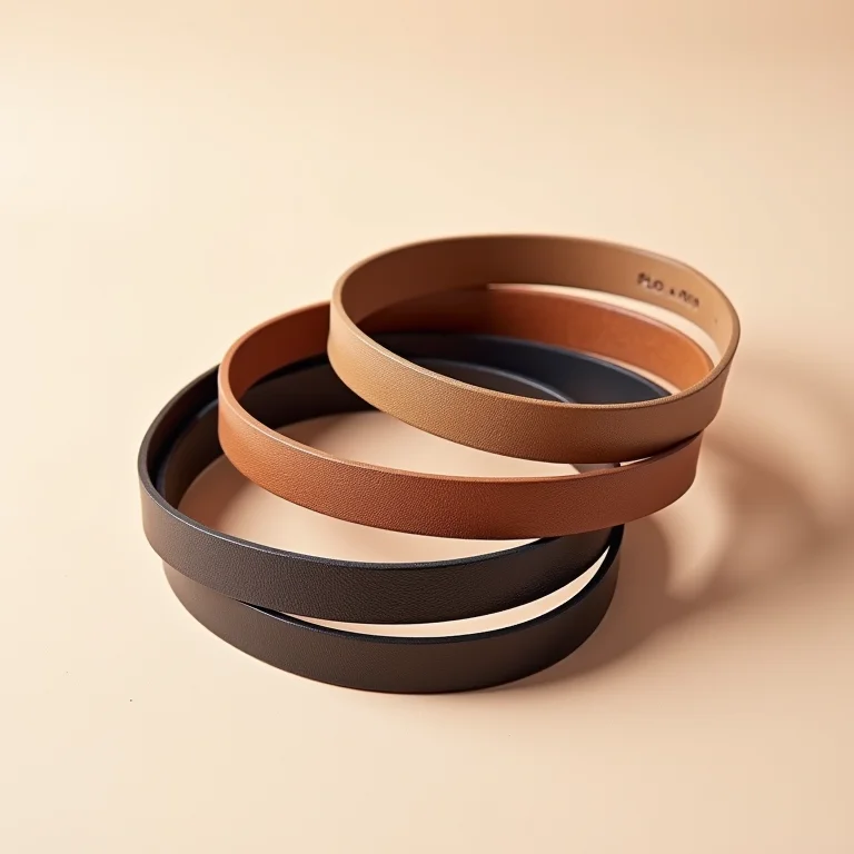 Vários cintos finos em um flat lay