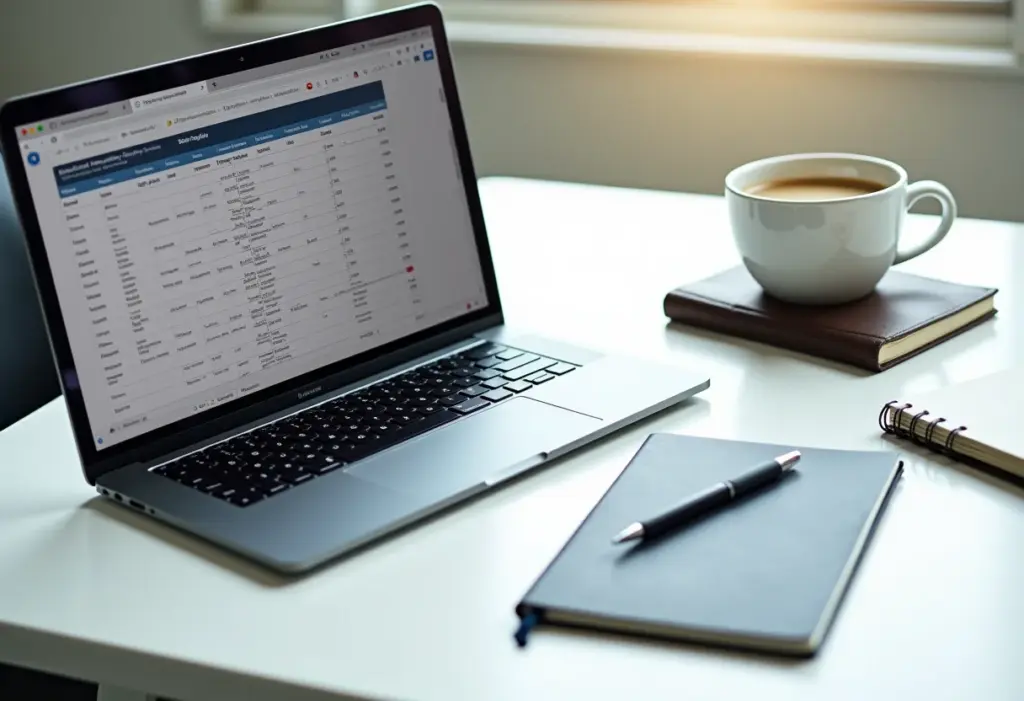 Visão geral de um espaço de trabalho organizado com foco em contabilidade MEI