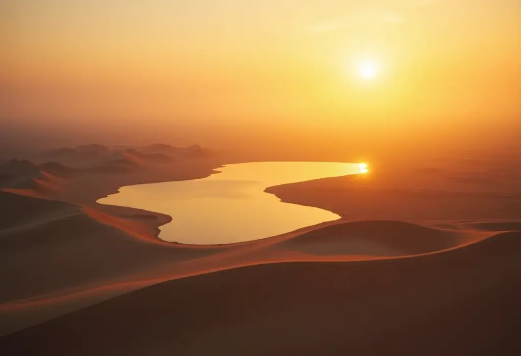 Lençóis Maranhenses: O Roteiro Secreto (e a Melhor Época)! Vista aérea dos Lençóis Maranhenses ao pôr do sol