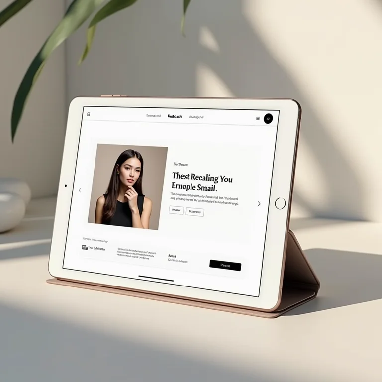 Website profissional e organizado exibido em um tablet