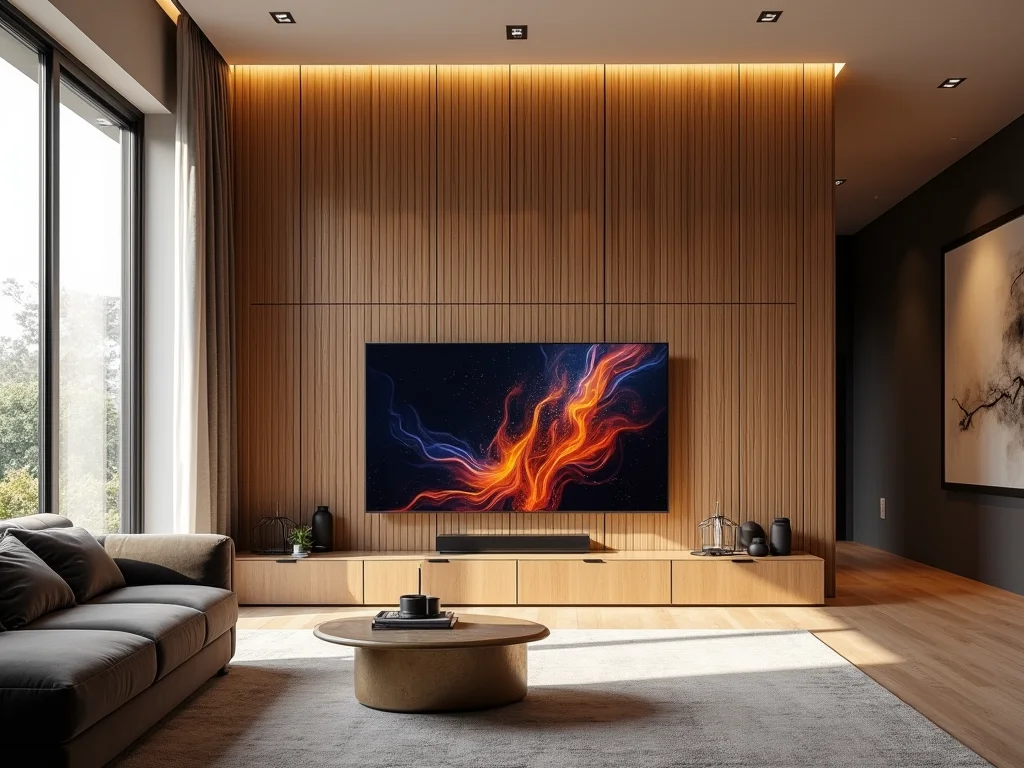 Decoração Sala de TV com Painel Ripado: Estilo e Modernidade Decoração Sala de TV com Painel Ripado: Estilo e Modernidade