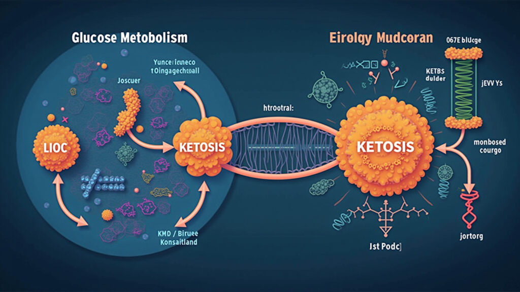 Comparação entre metabolismo da glicose e cetose.