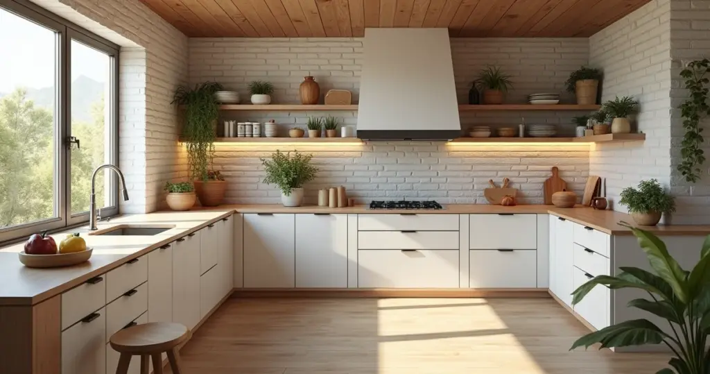 Cozinha com parede de tijolinho branco: veja o charme que ela traz