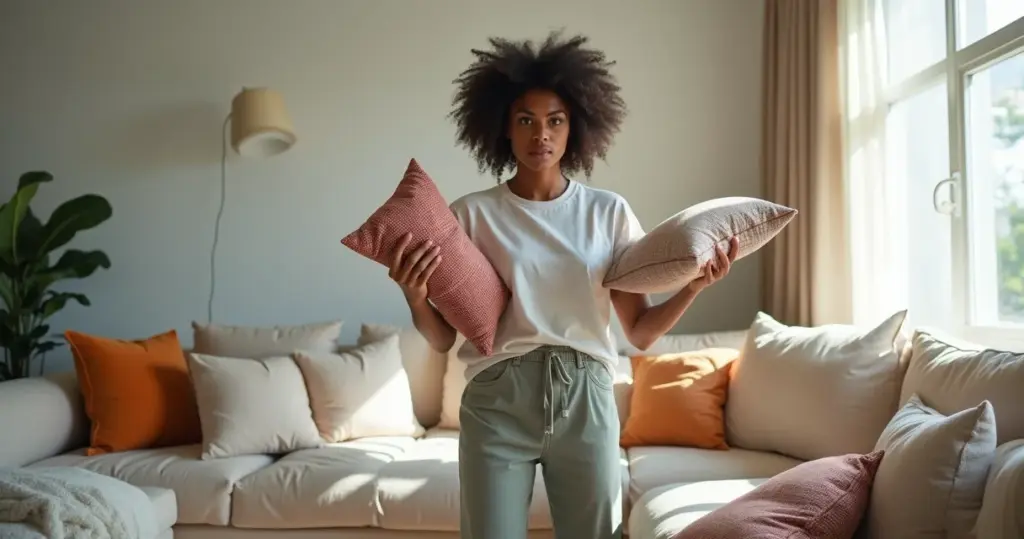 Erros comuns ao combinar almofadas no sofá que deixam seu ambiente bagunçado