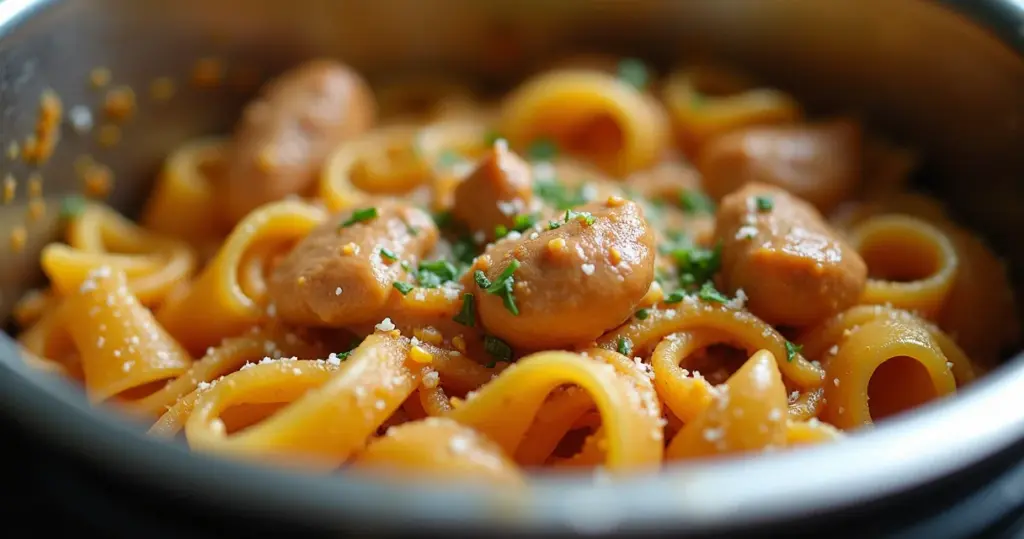 Macarrão de Panela de Pressão com Frango: Pronto em 15 Min! Macarrão de Panela de Pressão com Frango: Pronto em 15 Min!