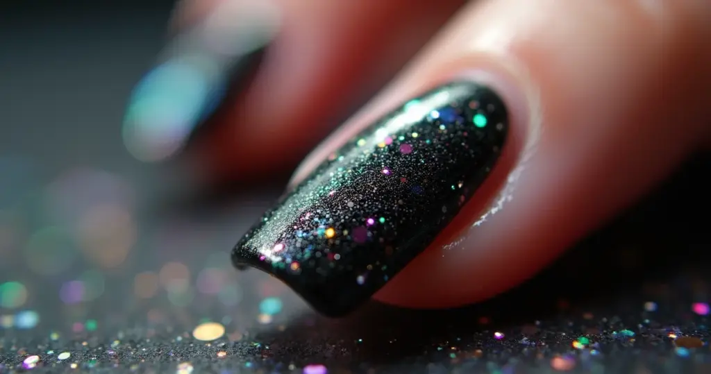 Unha preta com glitter: 7 inspirações deslumbrantes [2026]