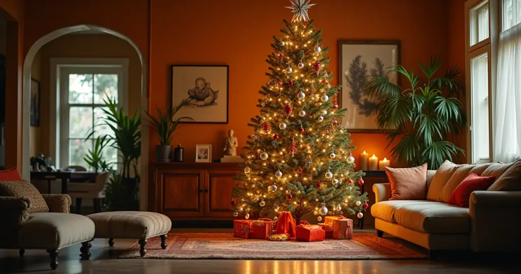 12 Ideias de Árvore de Natal Grande Decorada com Luxo e Economia