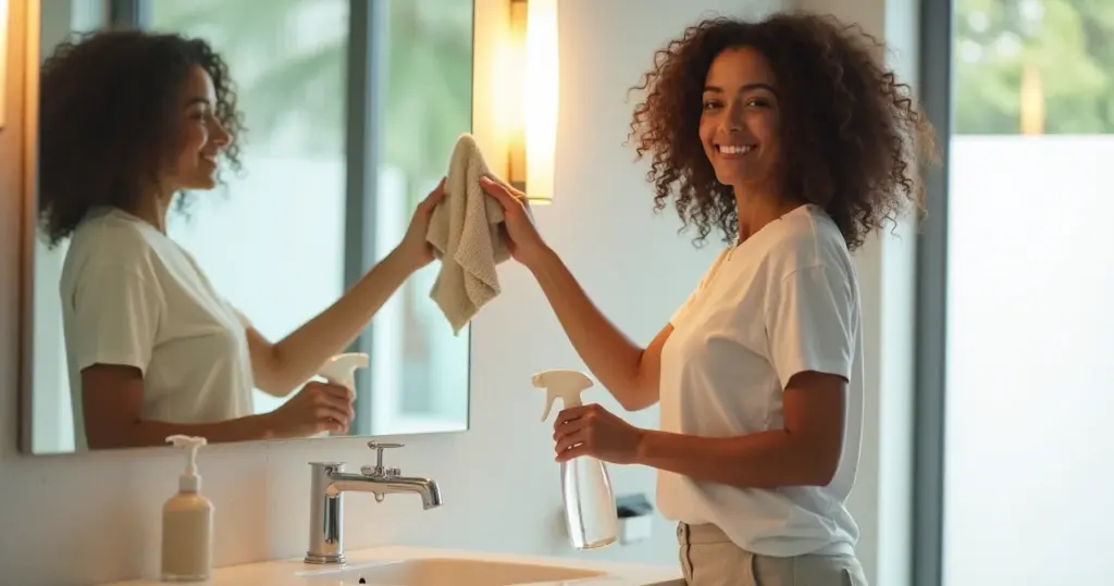 Como limpar espelho de banheiro sem manchar: método que os profissionais usam