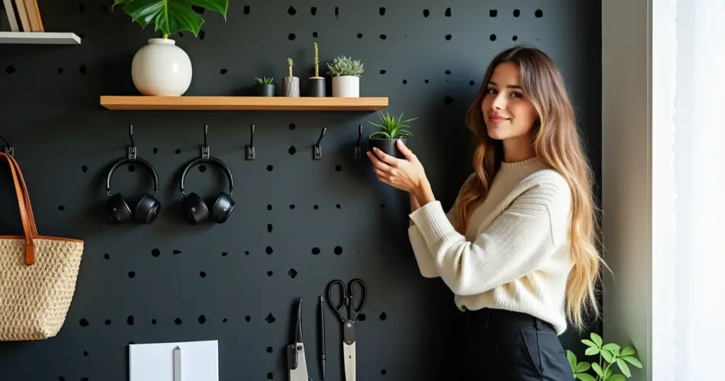 27 Ideias de Decoração de Escritório com Pegboard Preto que Organizam Tudo 27 Ideias de Decoração de Escritório com Pegboard Preto que Organizam Tudo