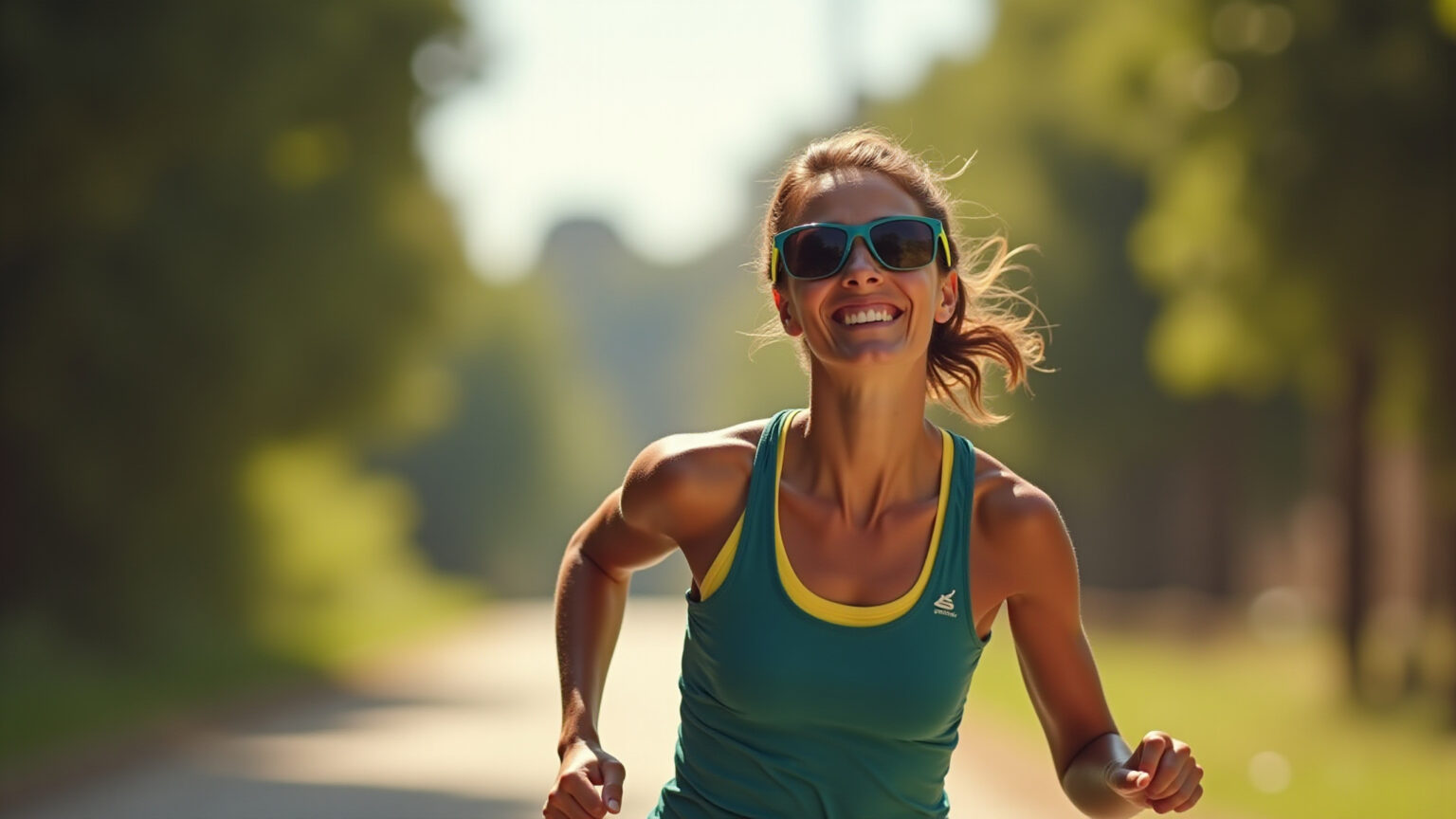 Lentes ideais para corrida: proteção, visibilidade e desempenho explicados Corredor brasileiro sorrindo usando óculos de corrida com lentes intercambiáveis.