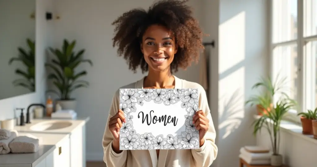 27 Ideias de Placa de Banheiro Feminino para Imprimir e Colorir (Com Dicas de Durabilidade)