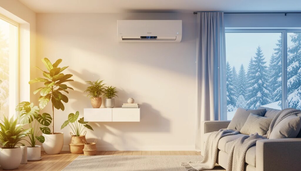 Ar-condicionado quente e frio presta? Conheça os principais benefícios Ar-condicionado split quente e frio moderno em sala de estar com clima quente e frio combinados